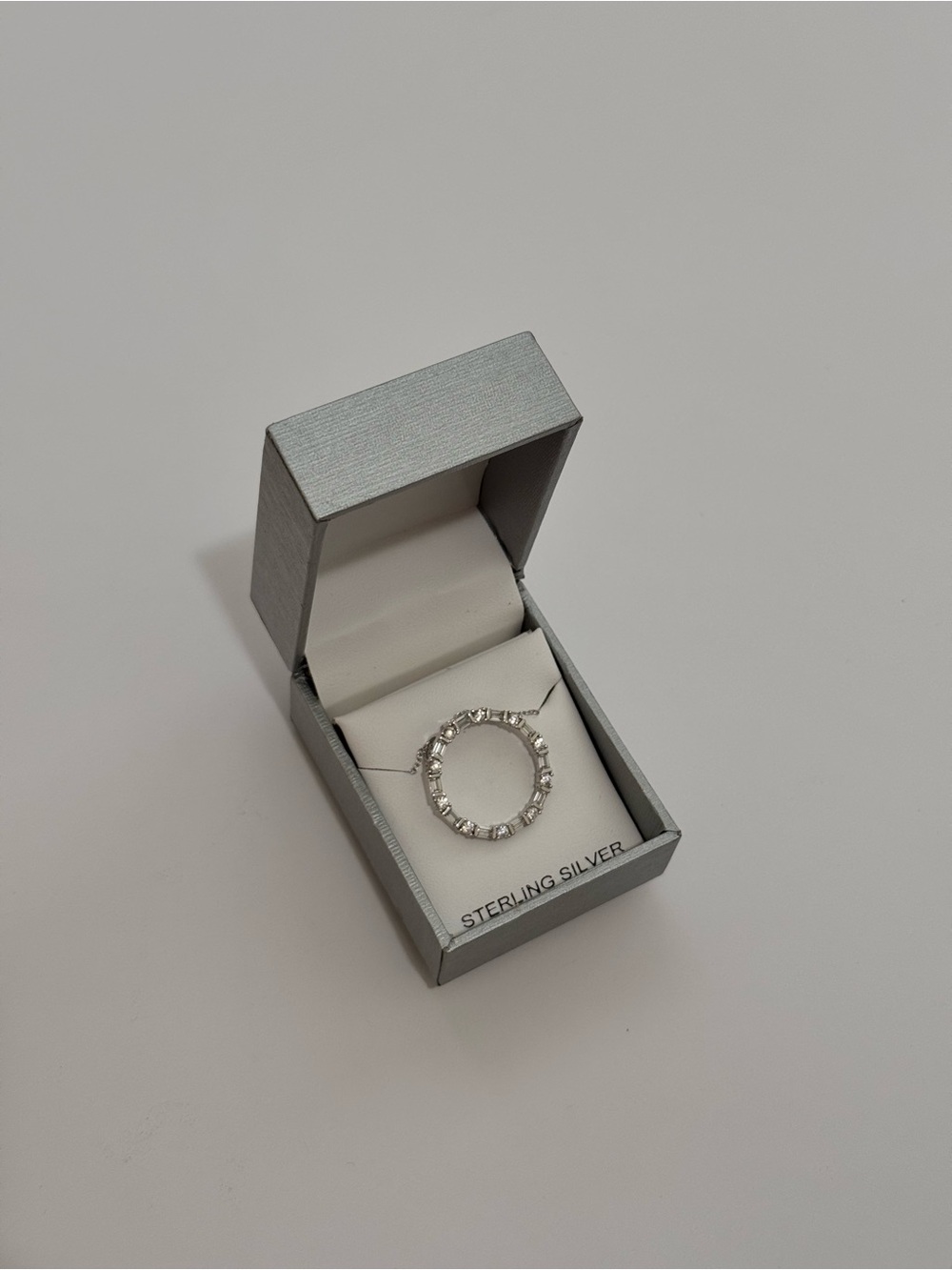 Sterling Silver Cubic Zirconia Circle Pendant Necklace - Silver